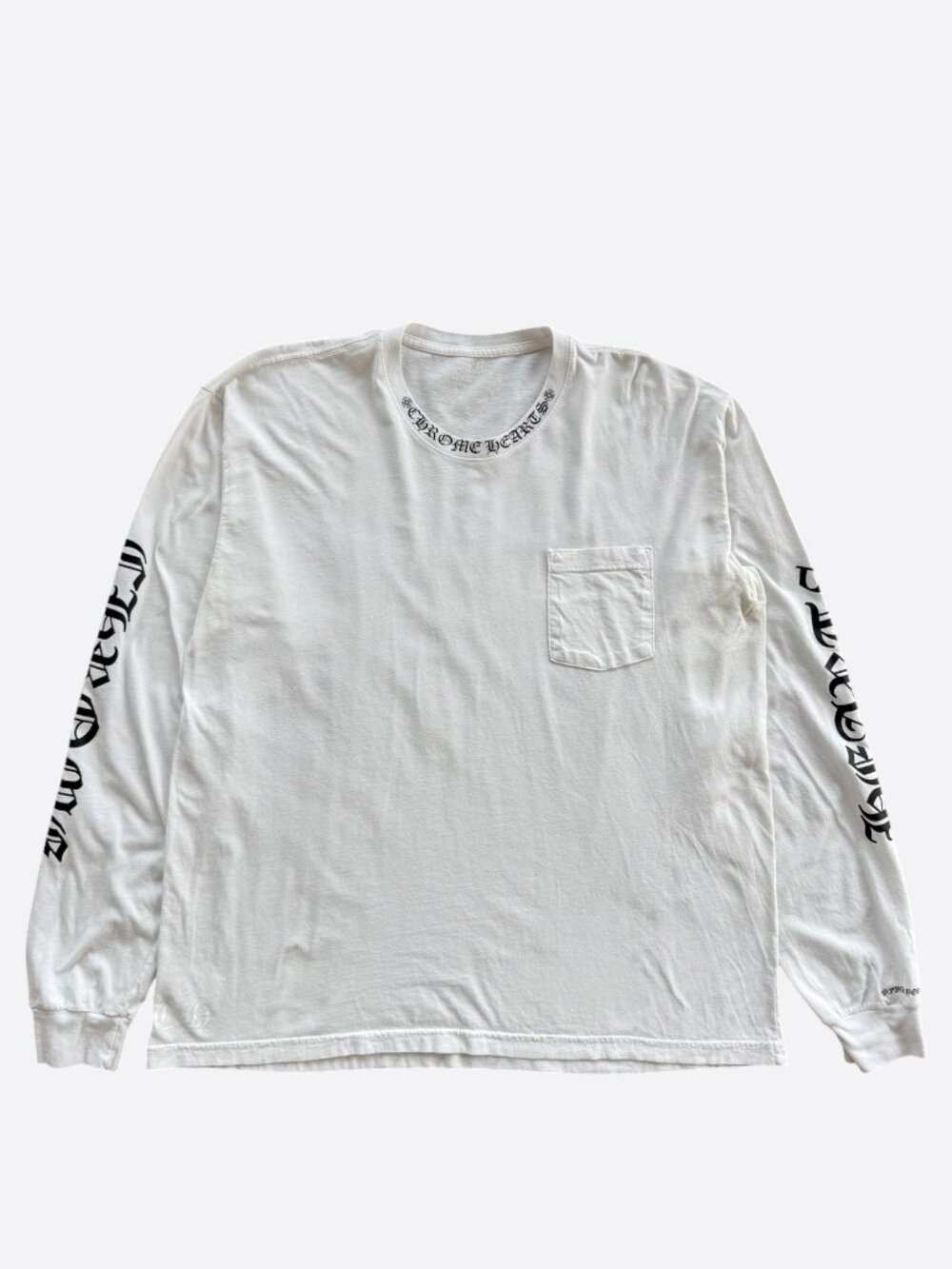 Chrome Hearts White & Black Neck Logo Longsleeve T-Shirt